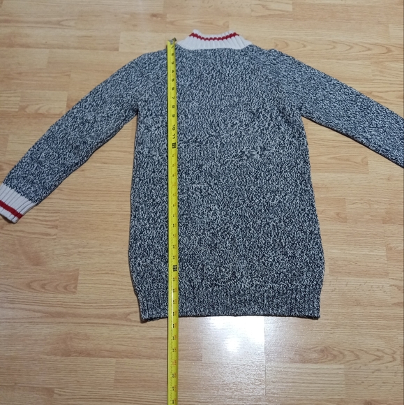 Girls Roots Black and White Knit Sweater with Red Stripes. - Picture 4 of 12